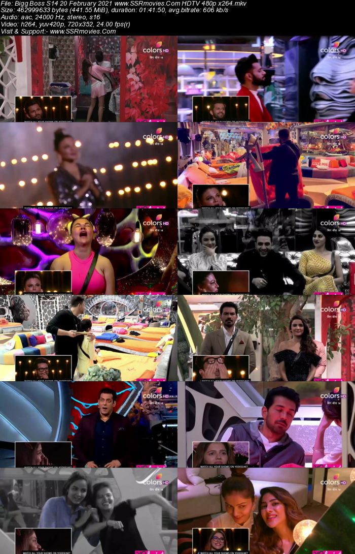 Bigg Boss S14 20th February 2021 HDTV 480p 720p 500MB Download