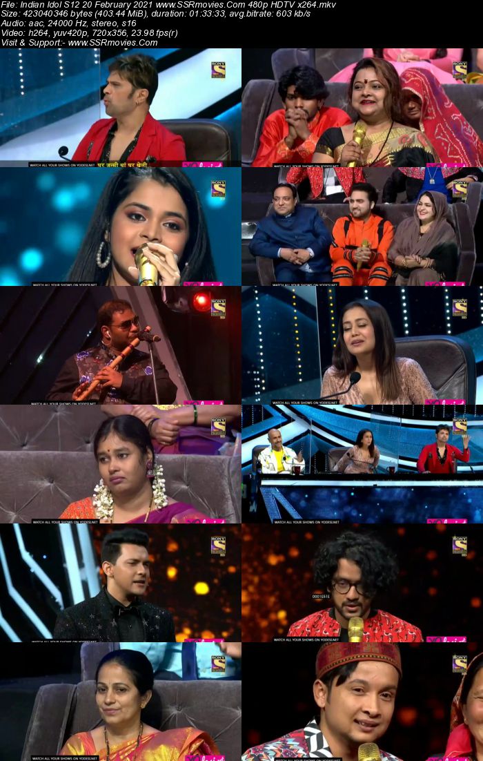 Indian Idol S12 20th February 2021 480p 720p HDTV x264 300MB Download