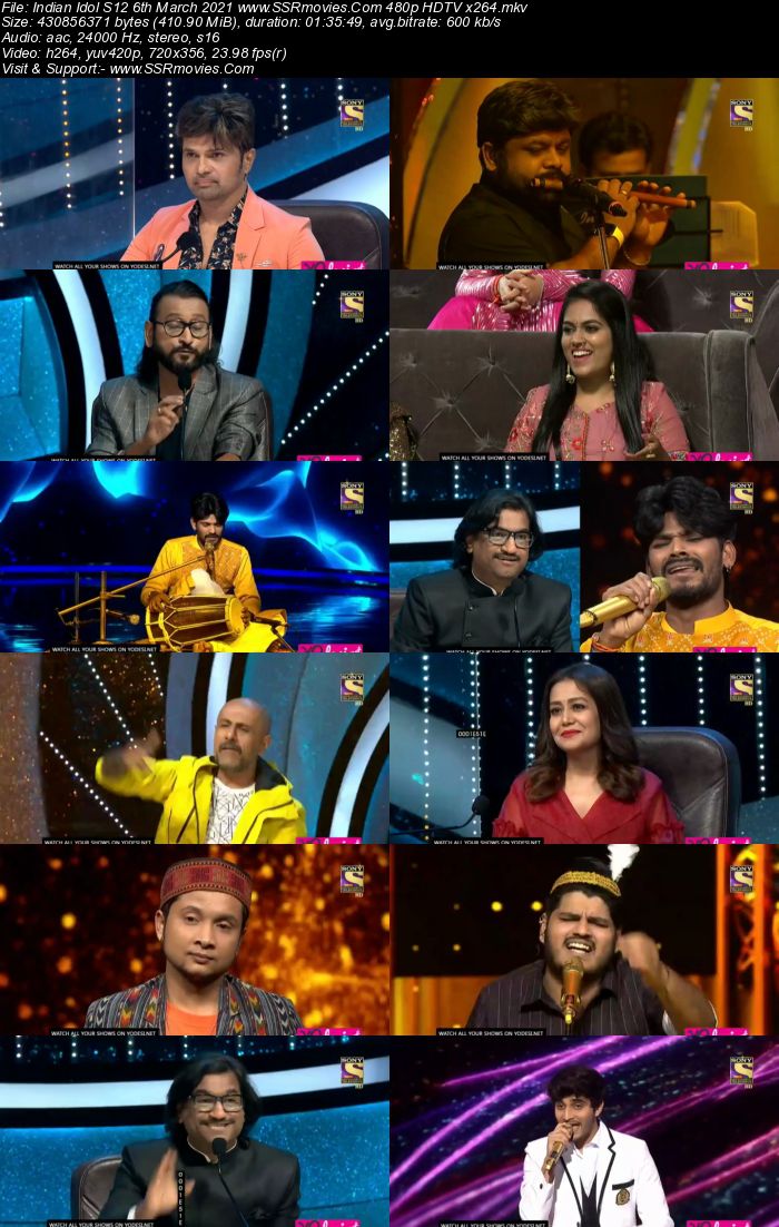 Indian Idol S12 6th March 2021 480p 720p HDTV x264 300MB Download