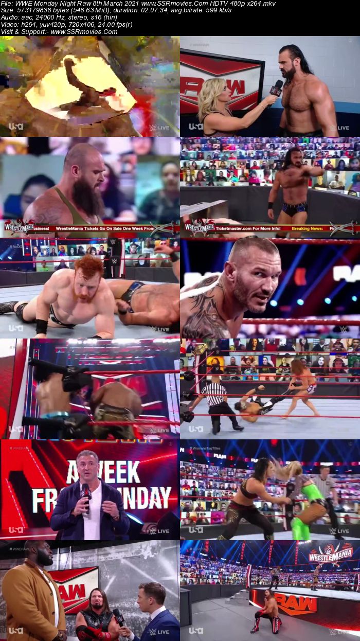 WWE Monday Night Raw 8 March 2021 HDTV 480p 720p Download