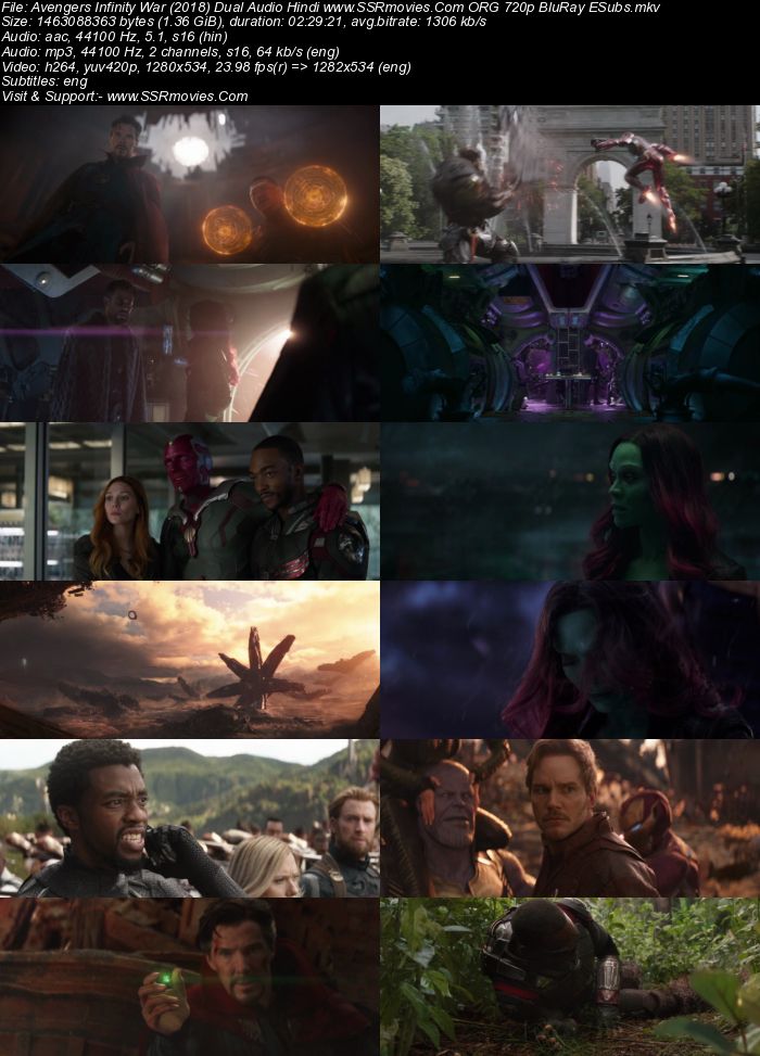 Avengers: Infinity War (2018) Dual Audio Hindi 480p BluRay 500MB ESubs Full Movie Download