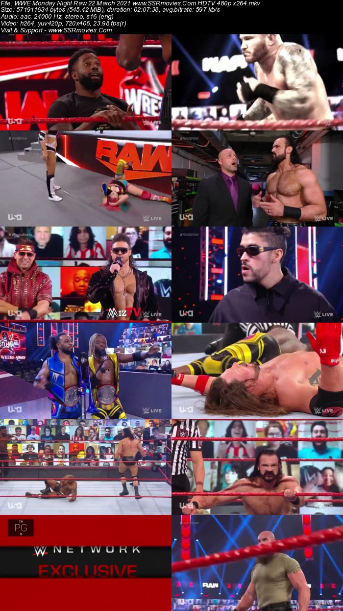 WWE Monday Night Raw 22 March 2021 HDTV 480p 720p Download