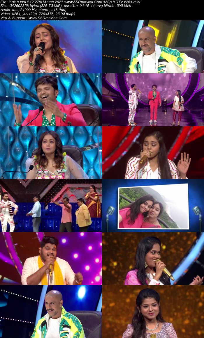 Indian Idol S12 27 March 2021 480p 720p HDTV x264 550MB Download