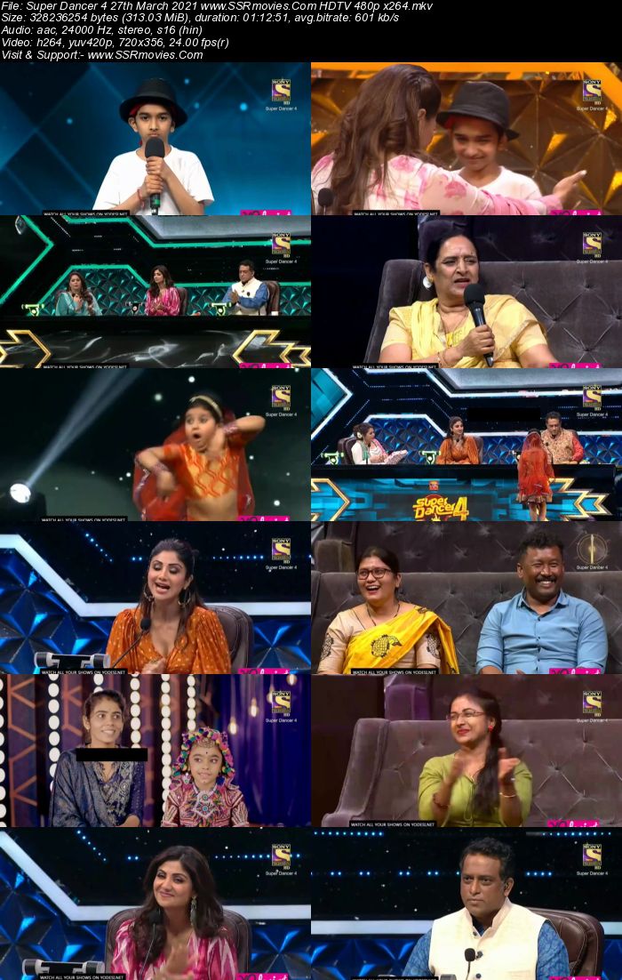 Super Dancer 4 27th March 2021 HDTV 480p 720p x264 300MB Download