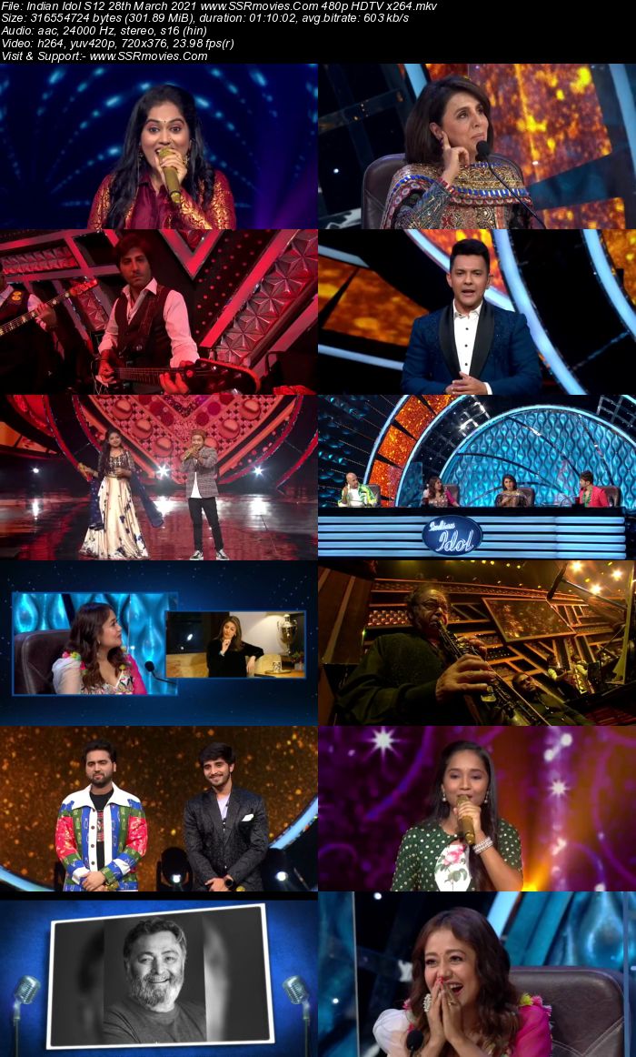 Indian Idol S12 28 March 2021 480p 720p HDTV x264 550MB Download