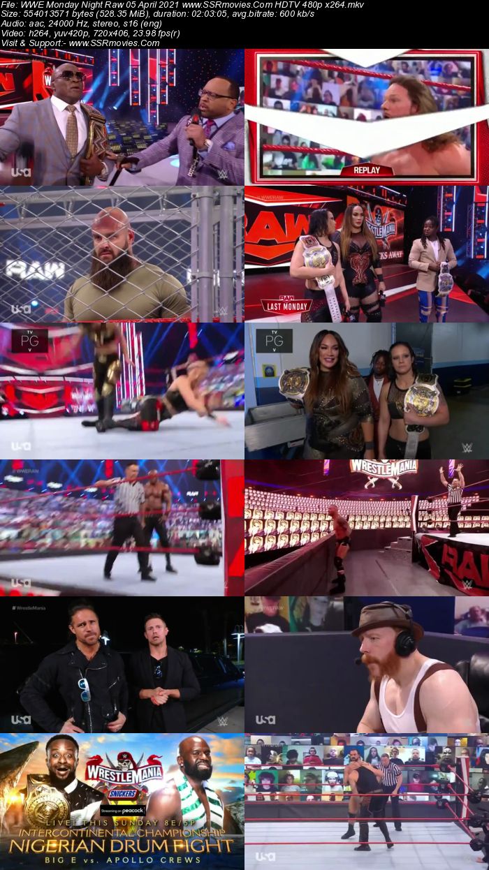 WWE Monday Night Raw 5th April 2021 HDTV 480p 720p Download