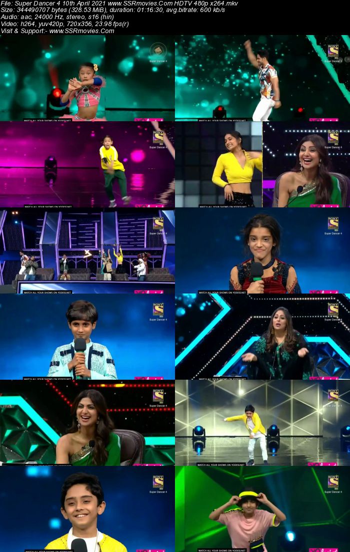 Super Dancer 4 10th April 2021 HDTV 480p 720p x264 300MB Download