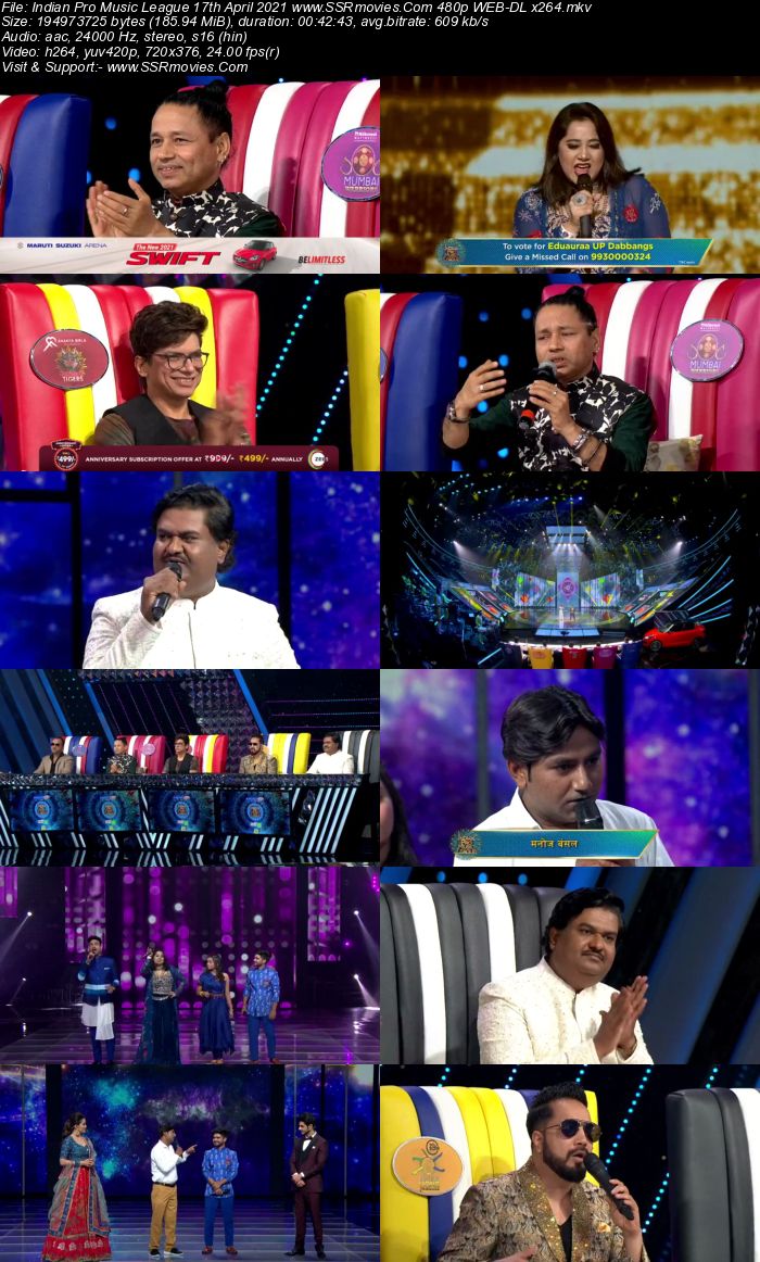 Indian Pro Music League 17th April 2021 480p 720p WEB-DL 300MB Download