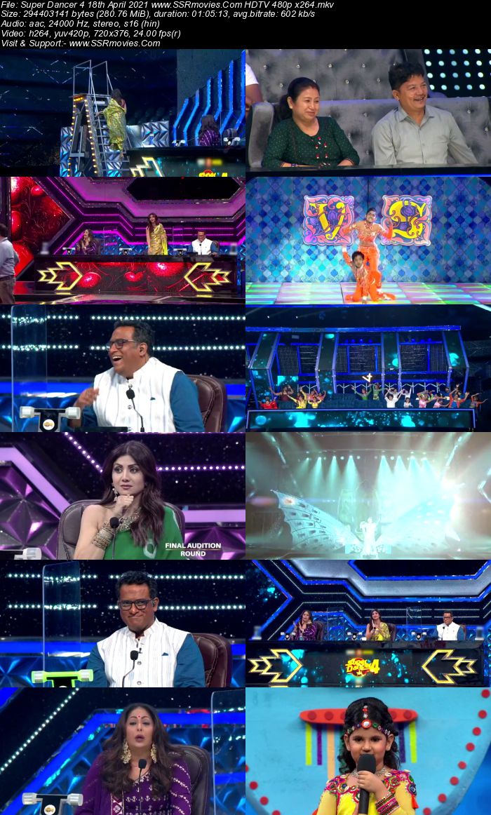 Super Dancer 4 18th April 2021 HDTV 480p 720p x264 300MB Download