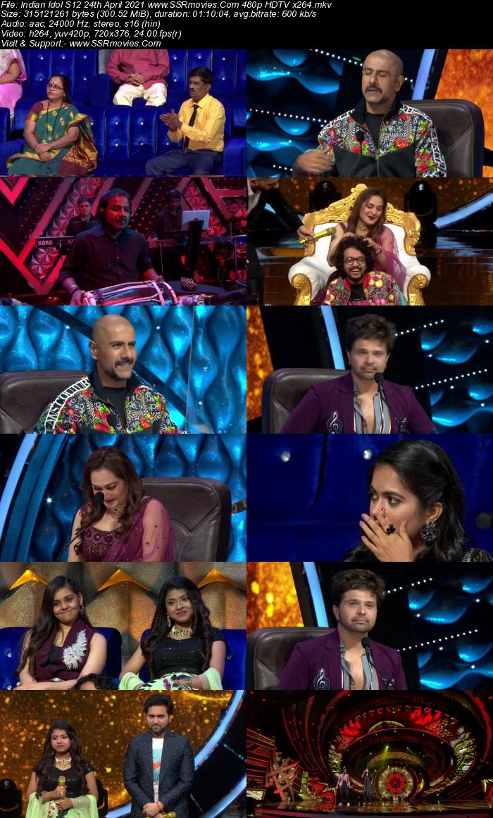 Indian Idol S12 24 April 2021 480p 720p HDTV x264 550MB Download