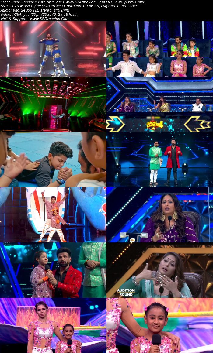 Super Dancer 4 24th April 2021 HDTV 480p 720p x264 300MB Download