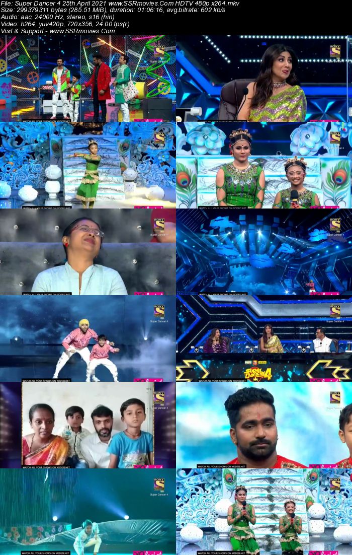 Super Dancer 4 25th April 2021 HDTV 480p 720p x264 300MB Download