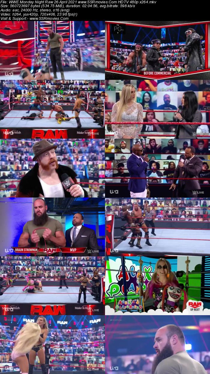 WWE Monday Night Raw 26th April 2021 HDTV 480p 720p Download