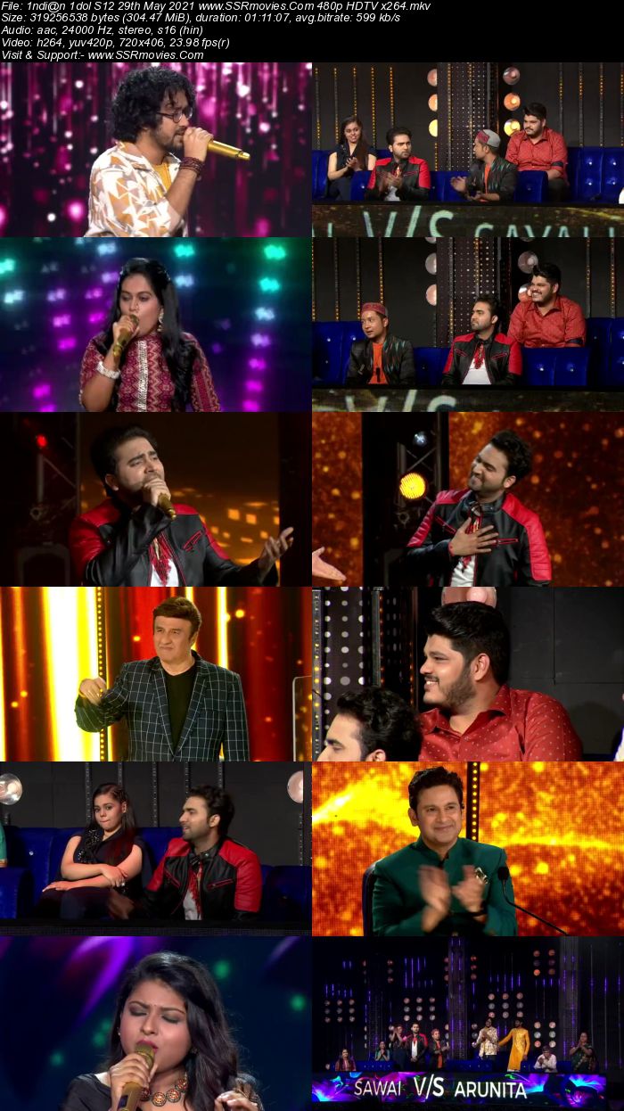 Indian Idol S12 29th May 2021 480p 720p HDTV x264 300MB Download