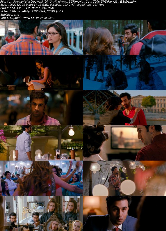 Yeh Jawaani Hai Deewani (2013) Hindi 480p DVDRip 400MB ESubs Full Movie Download