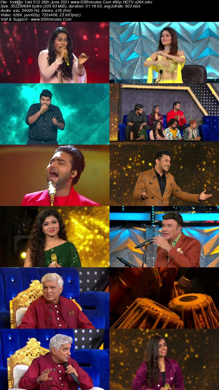 Indian Idol S12 26th June 2021 480p 720p HDTV x264 300MB Download