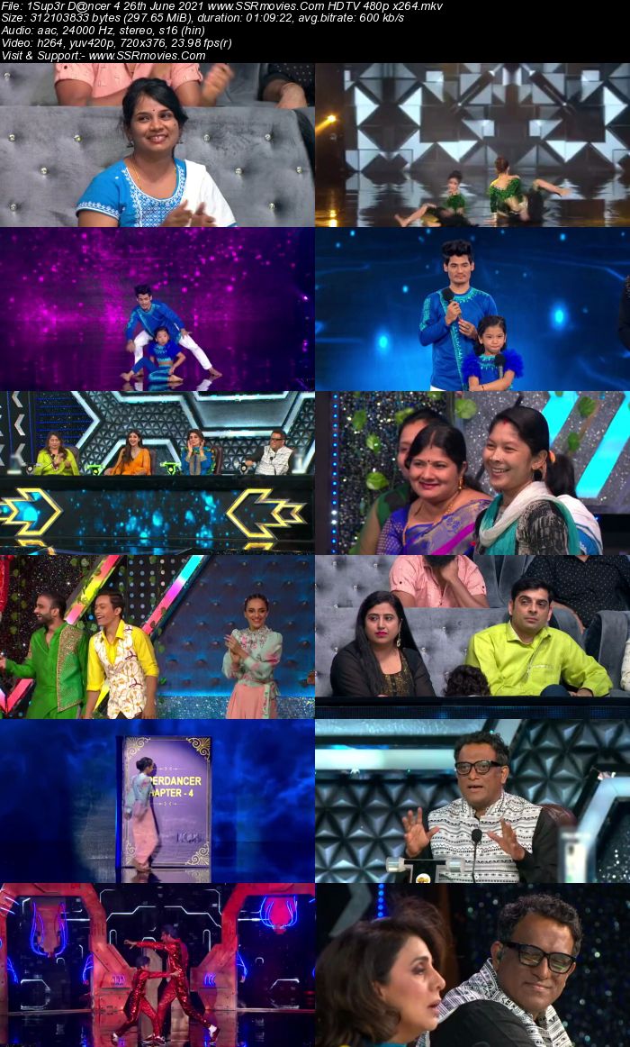 Super Dancer 4 26th June 2021 HDTV 480p 720p x264 300MB Download