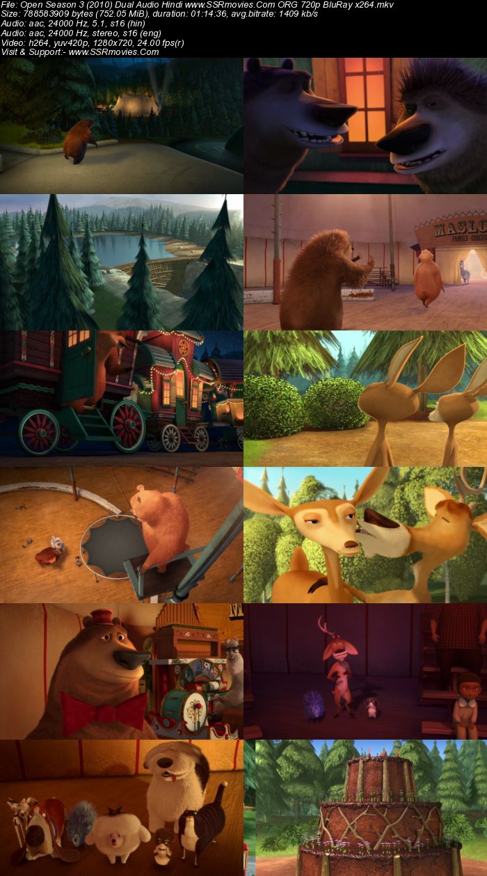 Open Season 3 (2010) Dual Audio Hindi 720p BluRay x264 750MB Full Movie Download