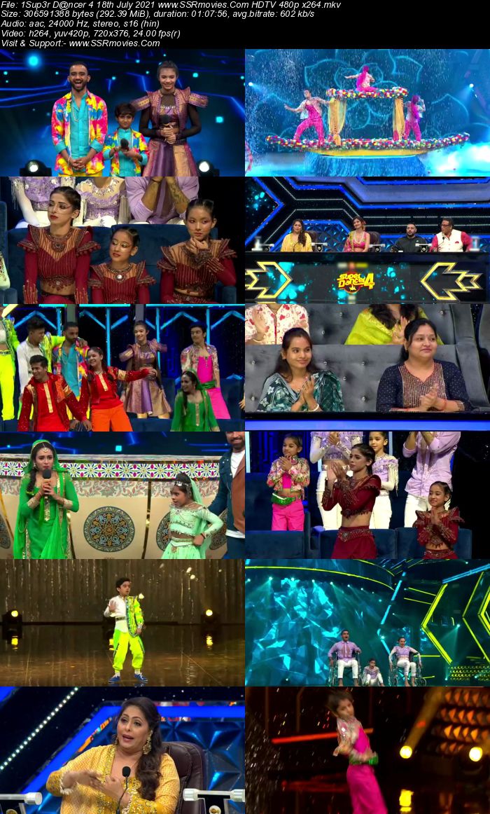 Super Dancer 4 18th July 2021 HDTV 480p 720p x264 300MB Download