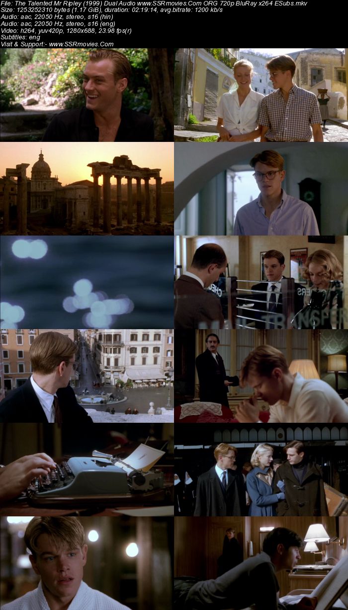 The Talented Mr. Ripley (1999) Dual Audio Hindi 480p BluRay 400MB ESubs Full Movie Download