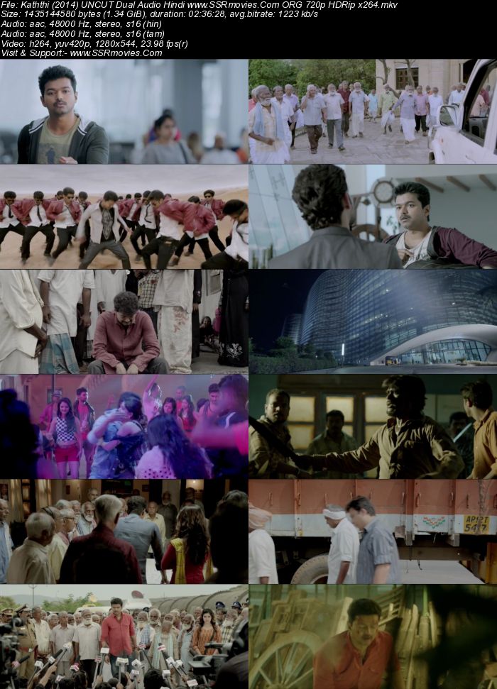 Kaththi (2014) UNCUT Dual Audio Hindi ORG 480p HDRip x264 500MB Full Movie Download