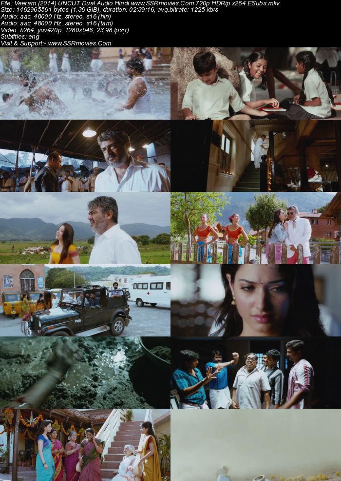 Veeram (2014) Dual Audio Hindi ORG 480p HDRip x264 500MB ESubs Full Movie Download