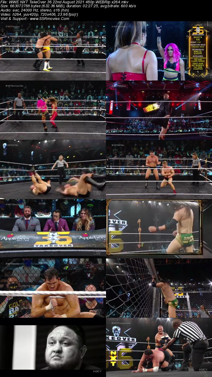 WWE NXT TakeOver 36 22nd August 2021 720p 480p WEBRip 600MB Download