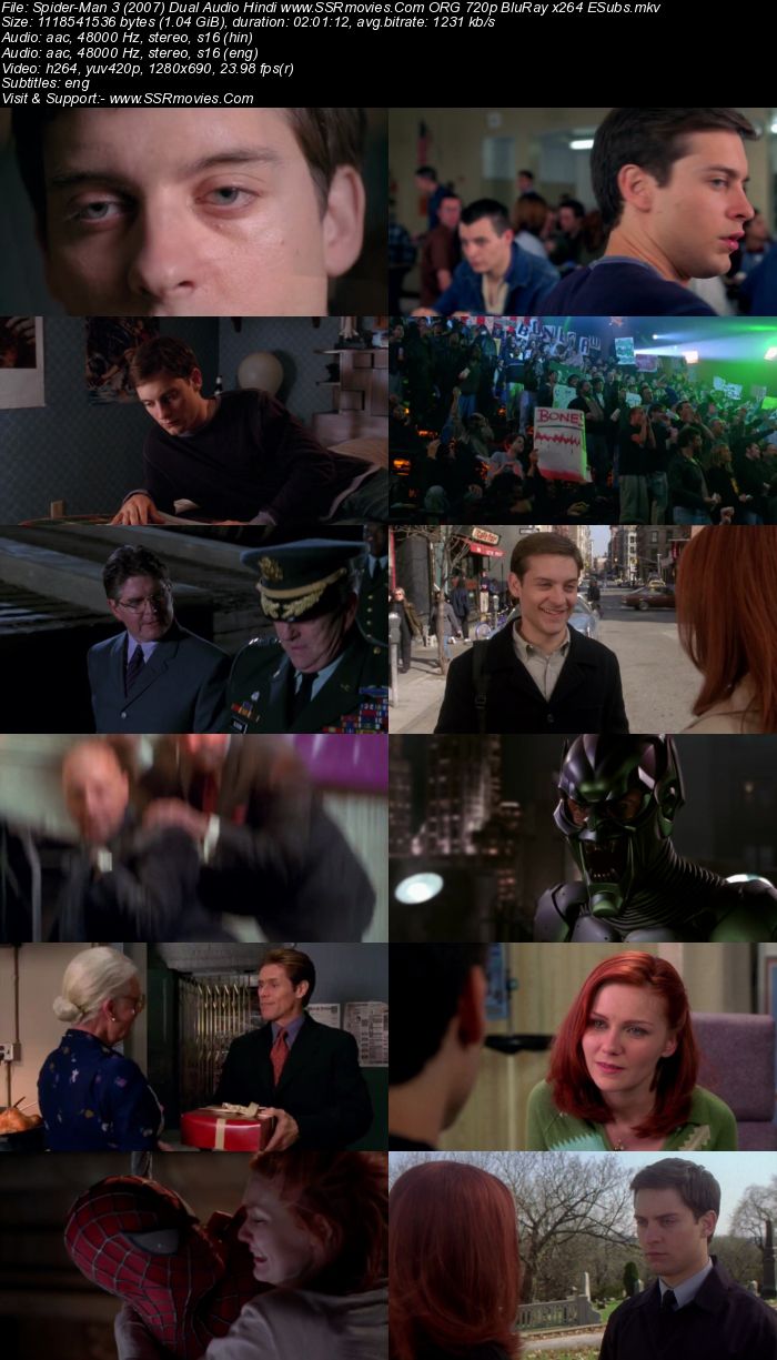 Spider-Man 3 (2007) Dual Audio Hindi 720p BluRay x264 1GB Full Movie Download