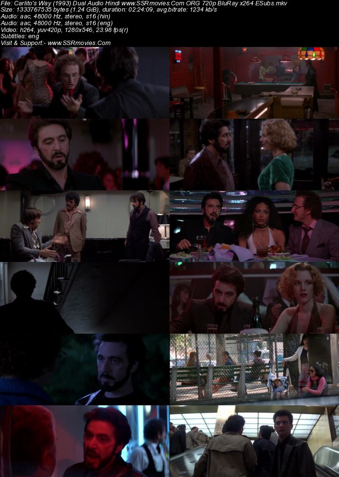 Carlito's Way (1993) Dual Audio Hindi ORG 480p BluRay x264 500MB ESubs Full Movie Download