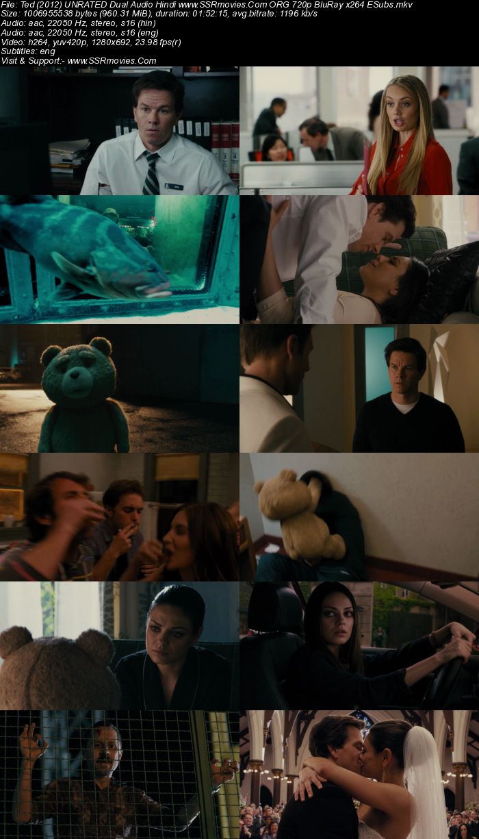 Ted (2012) Dual Audio Hindi ORG 480p BluRay x264 350MB ESubs Full Movie Download