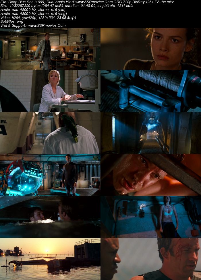 Deep Blue Sea (1999) Dual Audio Hindi 720p BluRay x264 950MB Full Movie Download