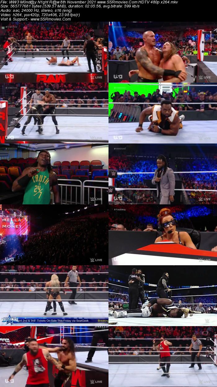 WWE Monday Night Raw 8th November 2021 HDTV 480p 720p Download