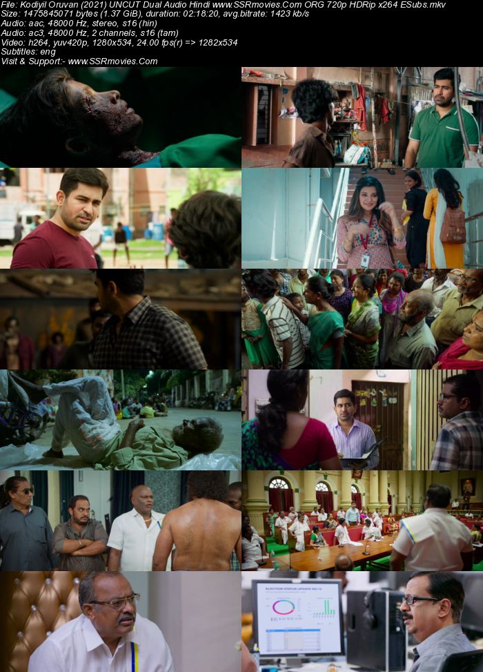 Kodiyil Oruvan (2021) UNCUT Dual Audio Hindi ORG 480p WEB-DL 450MB ESubs Full Movie Download