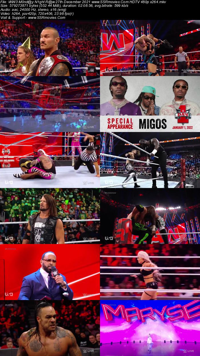 WWE Monday Night Raw 27th December 2021 HDTV 480p 720p Download