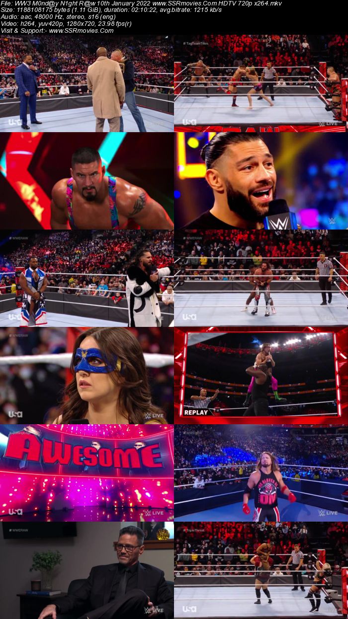 WWE Monday Night Raw 10th Janauary 2022 HDTV 720p 480p Download