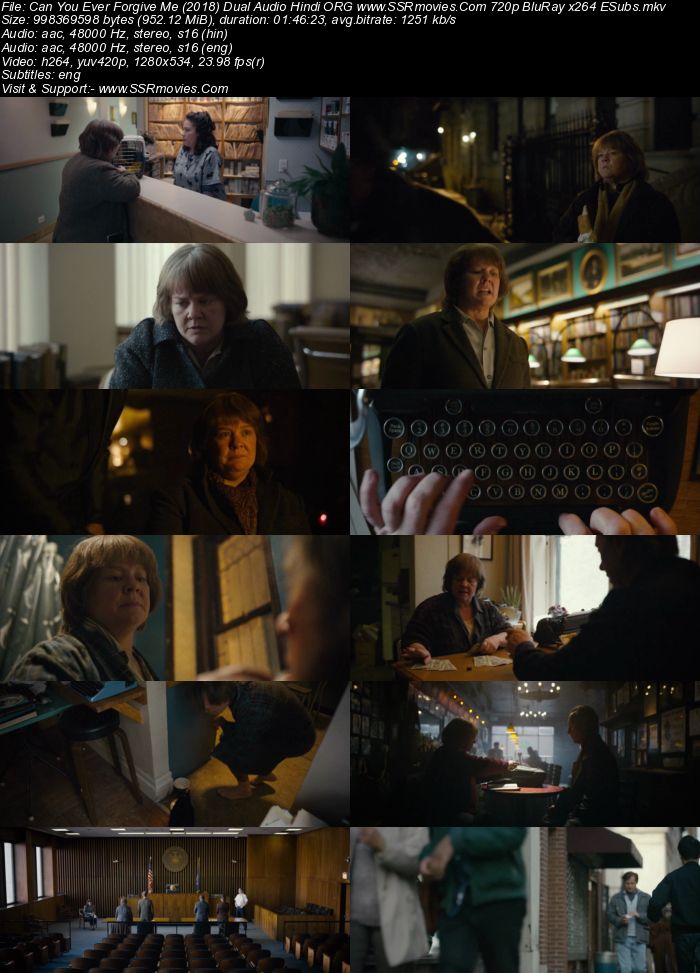 Can You Ever Forgive Me? 2018 Dual Audio Hindi ORG 1080p 720p 480p BluRay x264 ESubs Full Movie Download