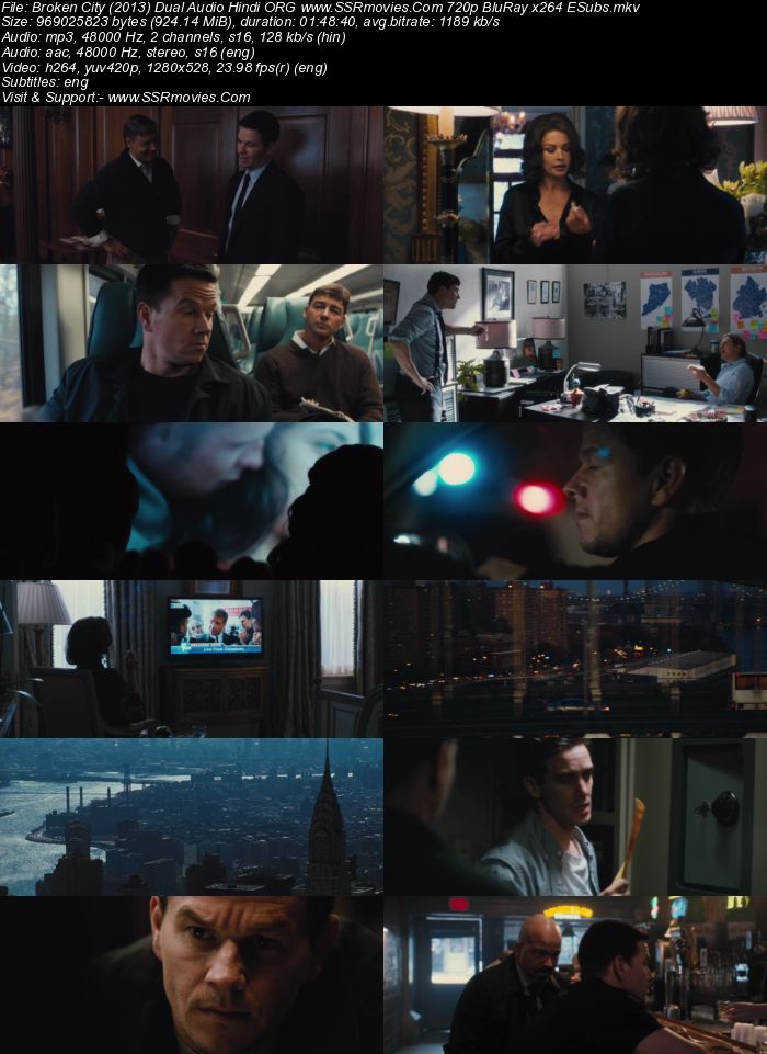 Broken City 2013 Dual Audio Hindi ORG 1080p 720p 480p BluRay x264 ESubs Full Movie Download