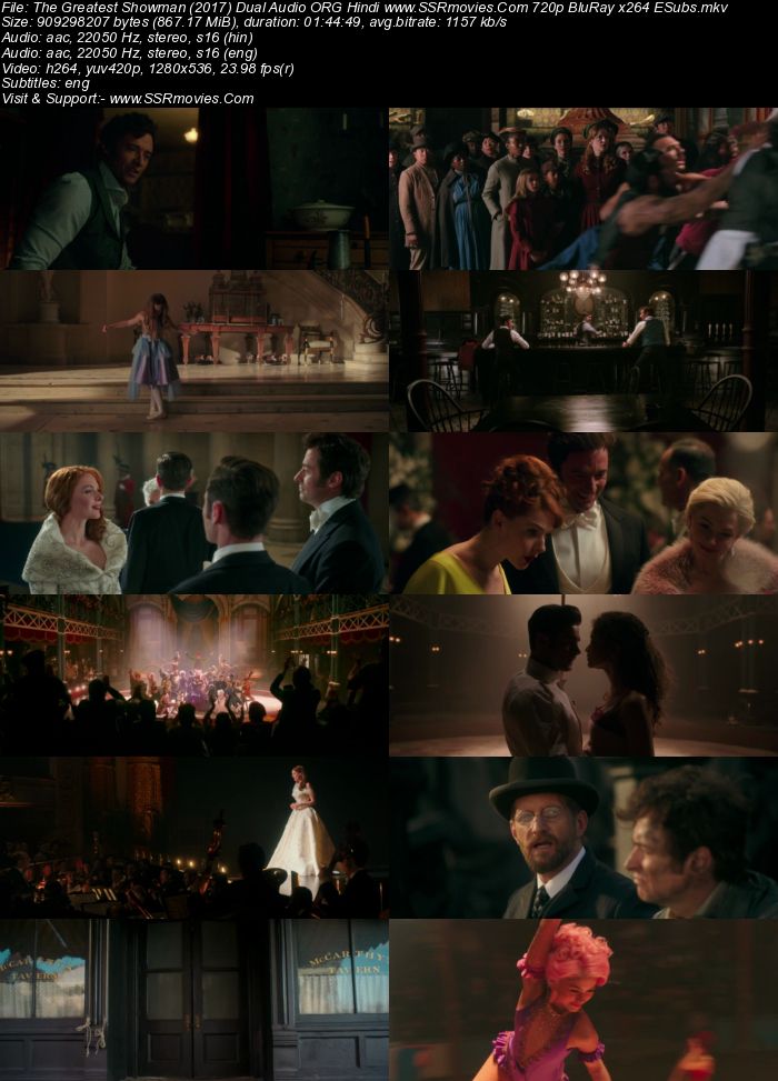 The Greatest Showman 2017 Dual Audio Hindi ORG 1080p 720p 480p BluRay x264 ESubs Full Movie Download