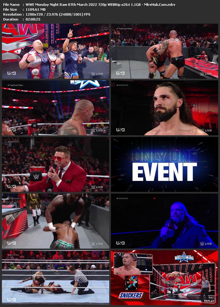 WWE Monday Night Raw 07th March 2022 720p WEBRip x264 1.1GB Download