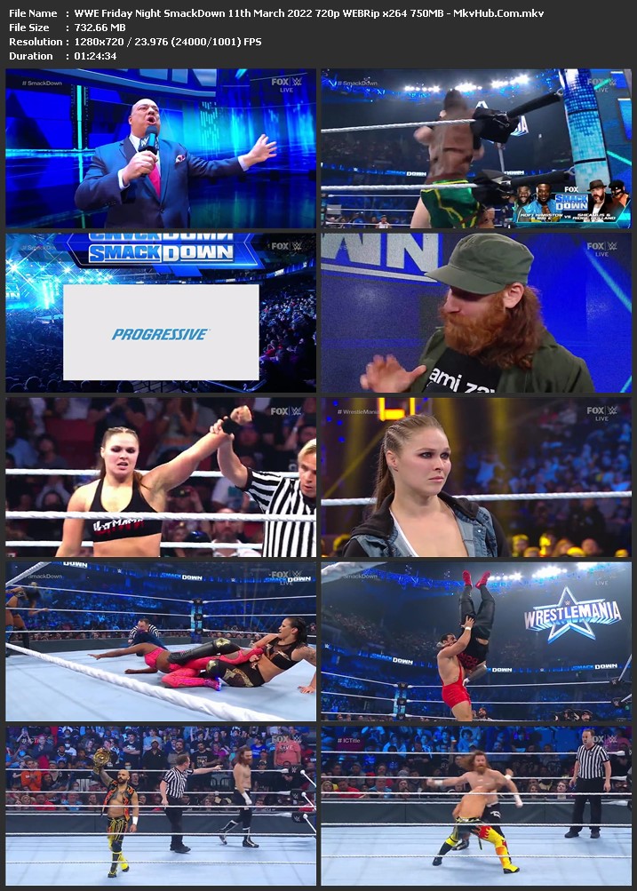 WWE Friday Night SmackDown 11th March 2022 720p WEBRip x264 750MB Download