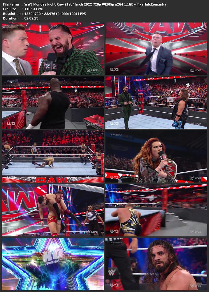 WWE Monday Night Raw 21st March 2022 720p WEBRip x264 1.1GB Download