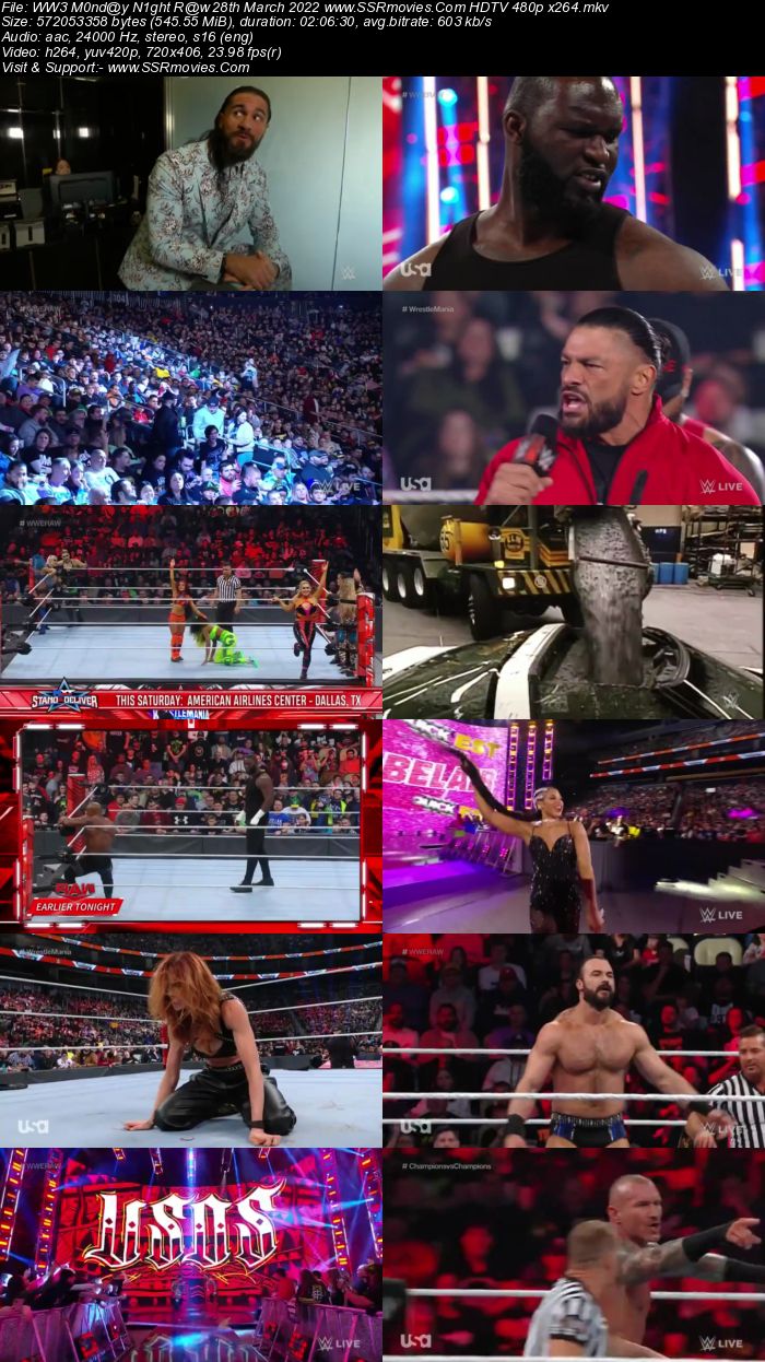 WWE Monday Night Raw 28th March 2022 720p 480p WEB-DL Download