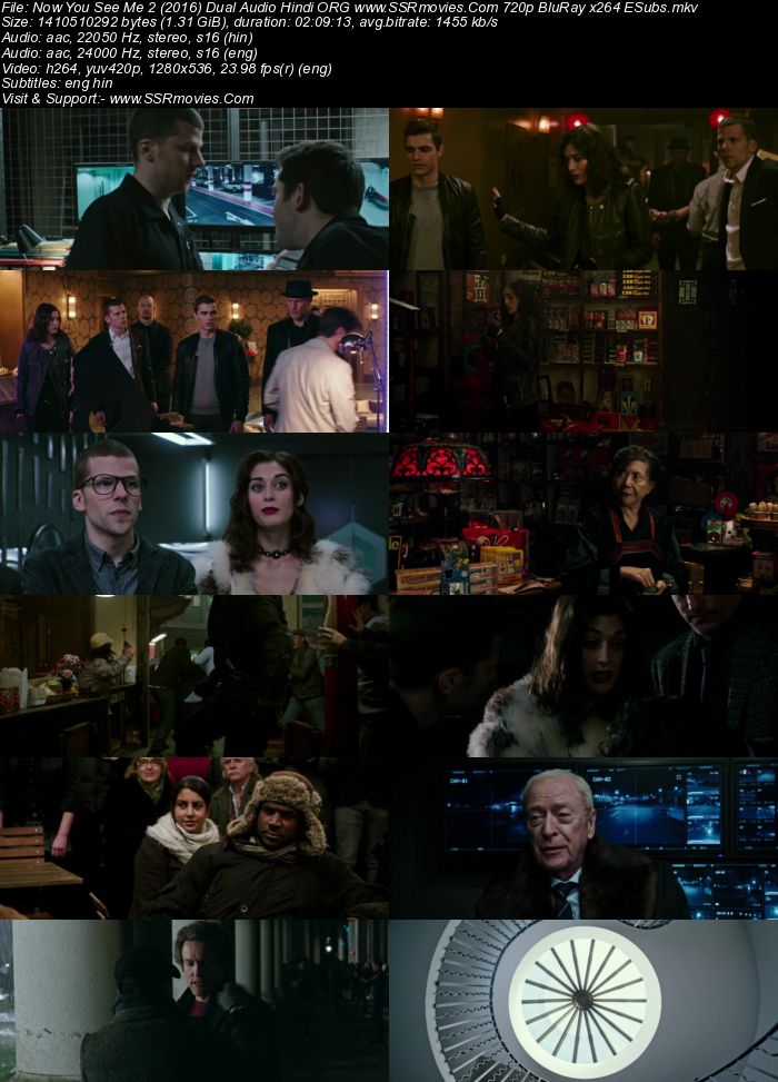 Now You See Me 2 2016 Dual Audio Hindi ORG 1080p 720p 480p BluRay x264 ESubs Full Movie Download