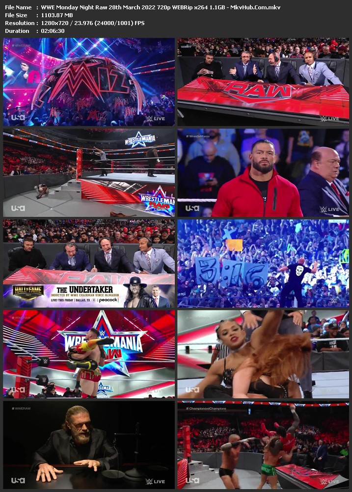 WWE Monday Night Raw 28th March 2022 720p WEBRip x264 1.1GB Download