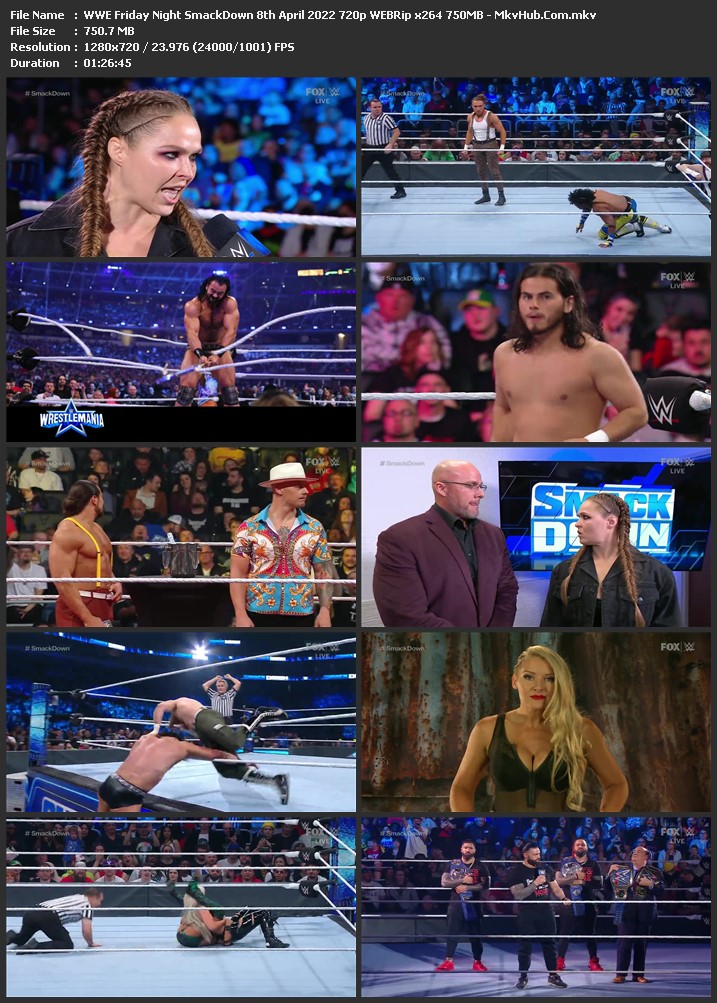 WWE Friday Night SmackDown 8th April 2022 720p WEBRip x264 750MB Download