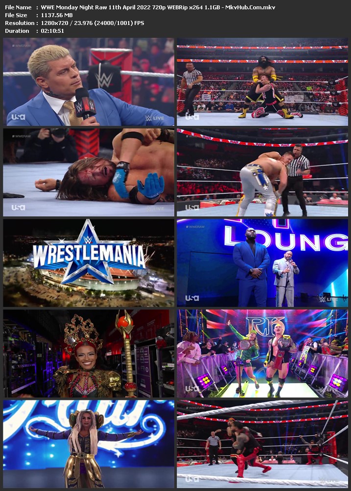 WWE Monday Night Raw 11th April 2022 720p WEBRip x264 1.1GB Download