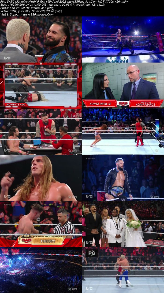 WWE Monday Night Raw 18th April 2022 720p 480p WEB-DL Download