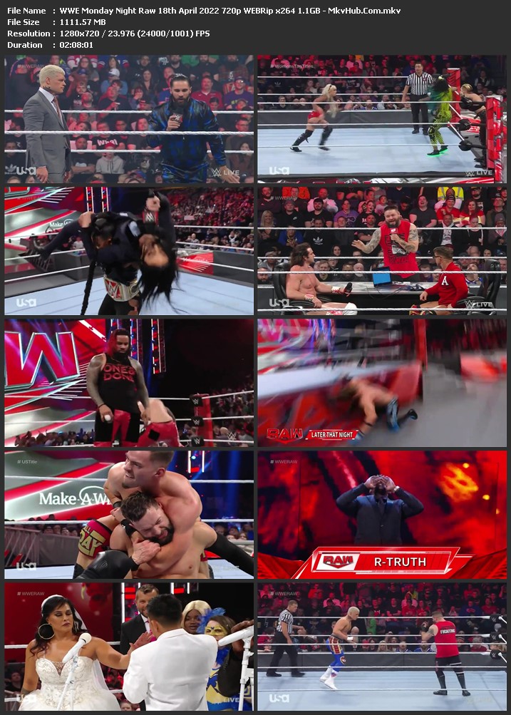 WWE Monday Night Raw 18th April 2022 720p WEBRip x264 1.1GB Download