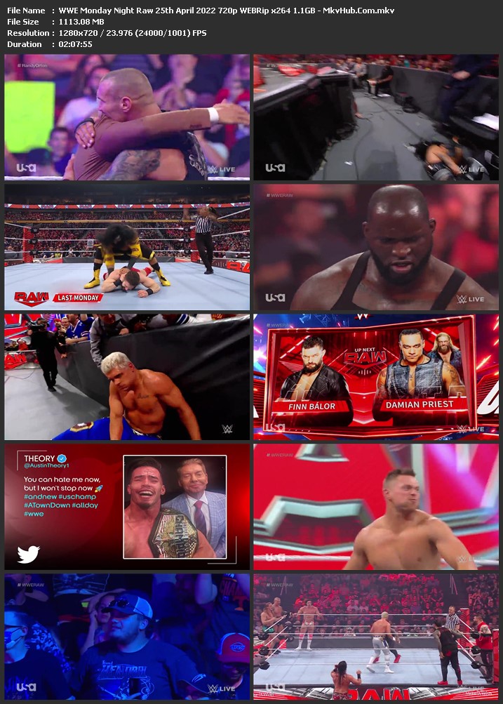 WWE Monday Night Raw 25th April 2022 720p WEBRip x264 1.1GB Download