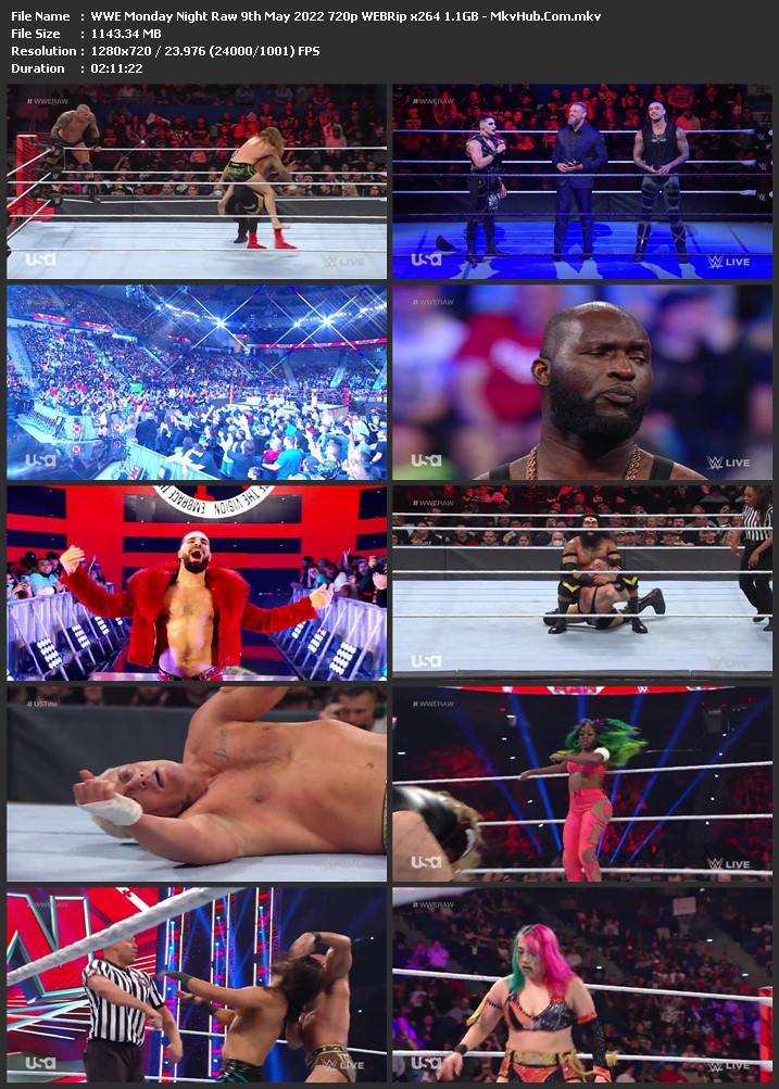 WWE Monday Night Raw 9th May 2022 720p WEBRip x264 1.1GB Download